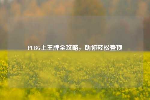 PUBG上王牌全攻略，助你轻松登顶