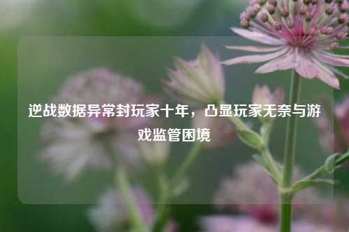 逆战数据异常封玩家十年，凸显玩家无奈与游戏监管困境