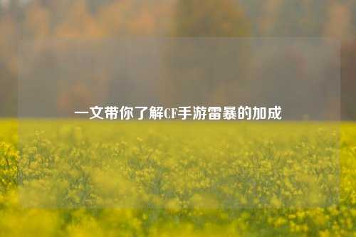 一文带你了解CF手游雷暴的加成