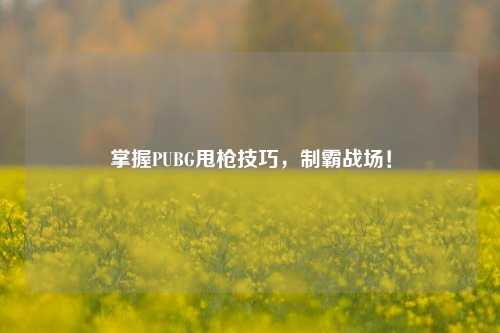 掌握PUBG甩枪技巧,制霸战场!