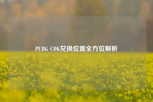 PUBG CDK兑换位置全方位解析