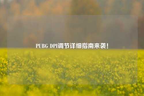 PUBG DPI调节详细指南来袭！