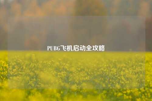PUBG飞机启动全攻略