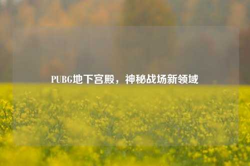 PUBG地下宫殿，神秘战场新领域