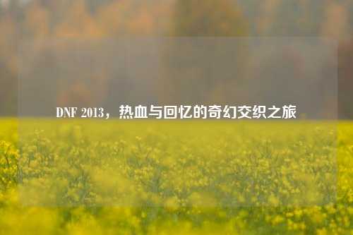 DNF 2013，热血与回忆的奇幻交织之旅