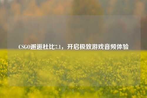 CSGO邂逅杜比7.1,开启极致游戏音频体验