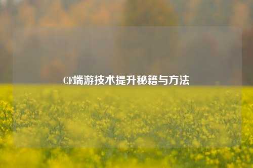 CF端游技术提升秘籍与方法