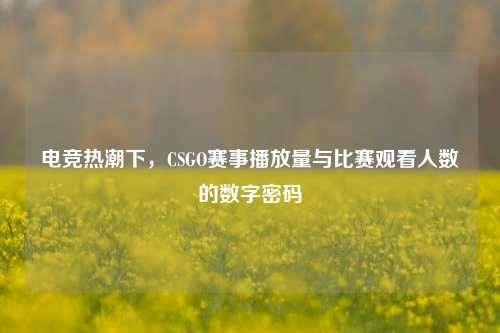 电竞热潮下,CSGO赛事播放量与比赛观看人数的数字密码
