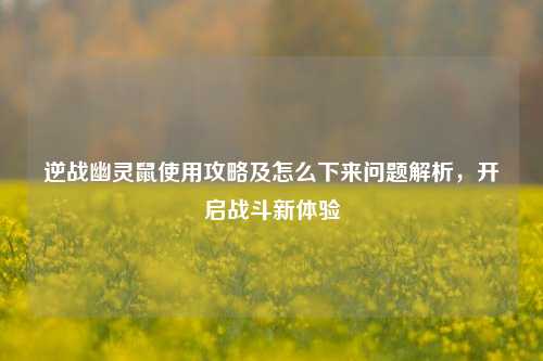 逆战幽灵鼠使用攻略及怎么下来问题解析,开启战斗新体验