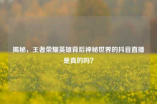 揭秘,王者荣耀英雄背后神秘世界的抖音直播是真的吗?