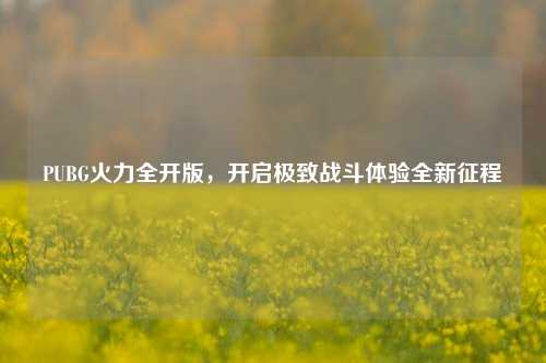 PUBG火力全开版,开启极致战斗体验全新征程