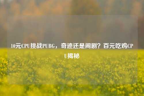 10元CPU挑战PUBG,奇迹还是闹剧?百元吃鸡CPU揭秘