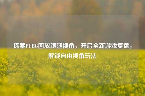 探索PUBG回放跟随视角,开启全新游戏复盘,解锁自由视角玩法