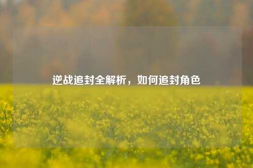 逆战追封全解析,如何追封角色