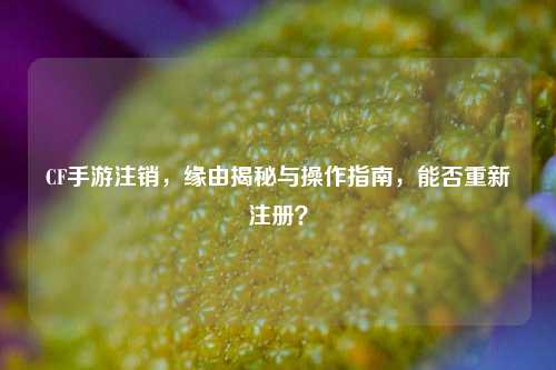 CF手游注销,缘由揭秘与操作指南,能否重新注册?