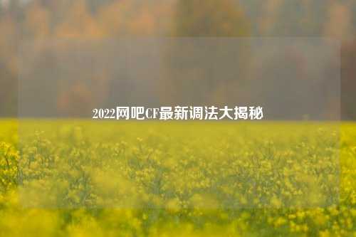 2022网吧CF最新调法大揭秘