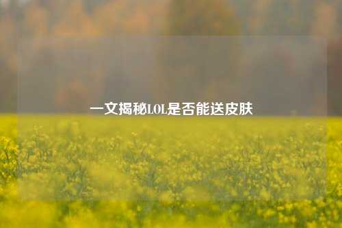 一文揭秘LOL是否能送皮肤