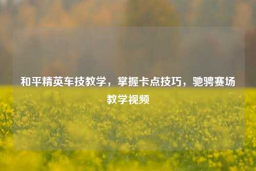 和平精英车技教学,掌握卡点技巧,驰骋赛场教学视频